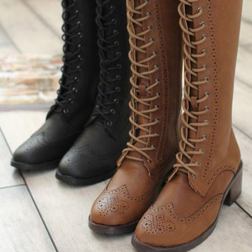 vintage lace up knee high boots